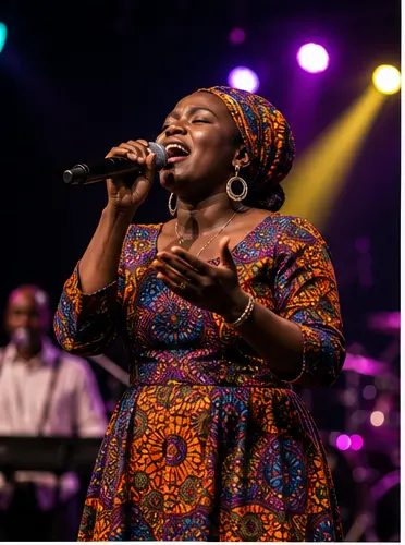 A performer singing on stage